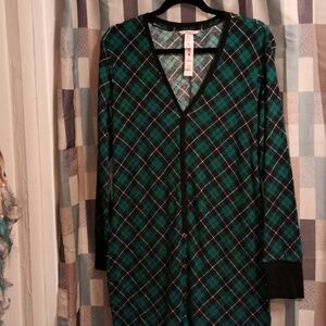 FINAL PRICE NWT Victoria's Secret Green Plaid V-neck Onesie Pajamas